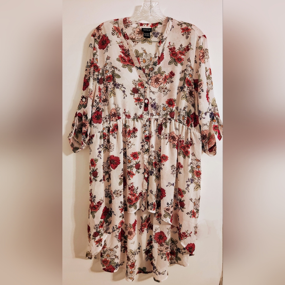 Torrid Lexie Floral Chiffon Babydoll Tunic Hi Lo‎ Top - Picture 7 of 8